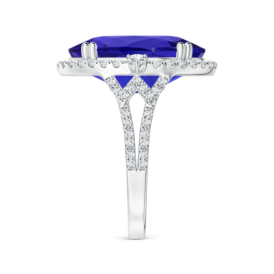 17.67x14.95x9.87mm AAAA GIA Certified Oval Tanzanite Halo Split Shank Ring in 18K White Gold side-2