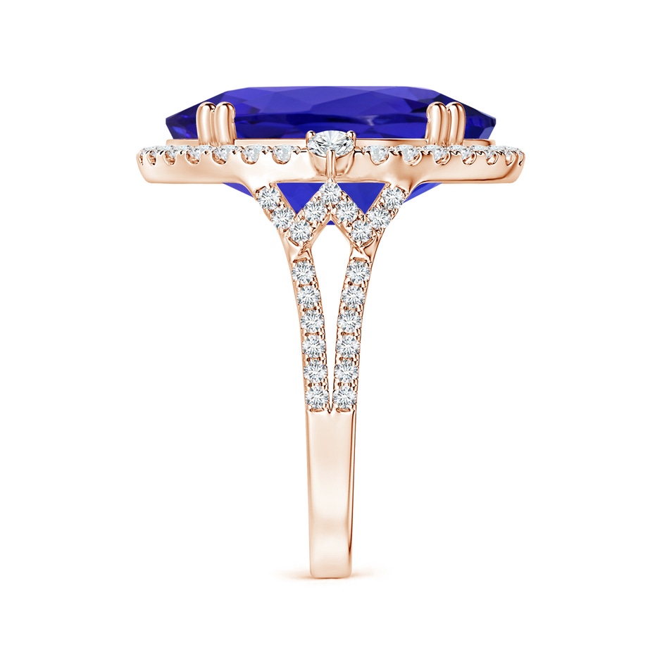 17.67x14.95x9.87mm AAAA GIA Certified Oval Tanzanite Halo Split Shank Ring in Rose Gold side-2