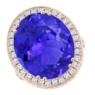 17.34x14.48x9.11mm AAAA GIA Certified Oval Tanzanite Floral Basket Halo Ring in Rose Gold