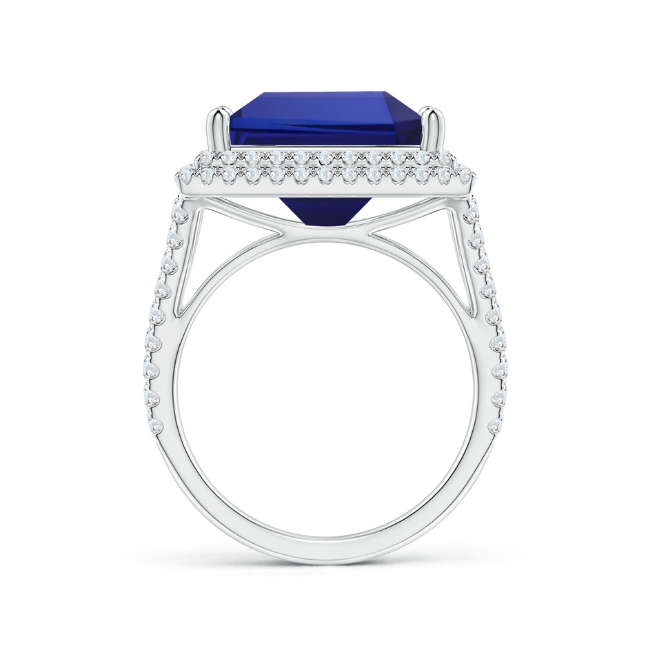 21.98x12.28x8.56mm AAAA GIA Certified Rectangular Tanzanite Double Halo Split Shank Ring in 18K White Gold side 199