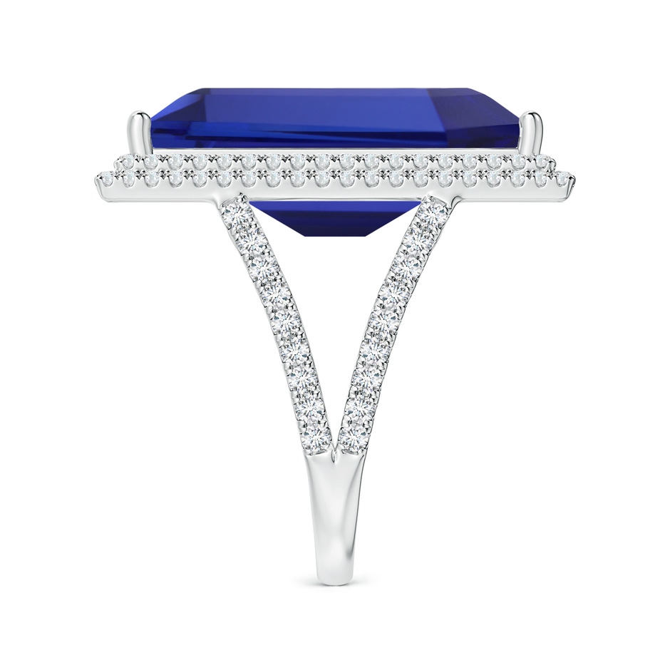 21.98x12.28x8.56mm AAAA GIA Certified Rectangular Tanzanite Double Halo Split Shank Ring in 18K White Gold side 399