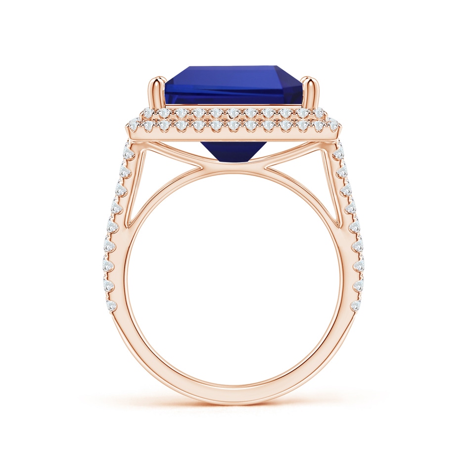 21.98x12.28x8.56mm AAAA GIA Certified Rectangular Tanzanite Double Halo Split Shank Ring in Rose Gold side 199