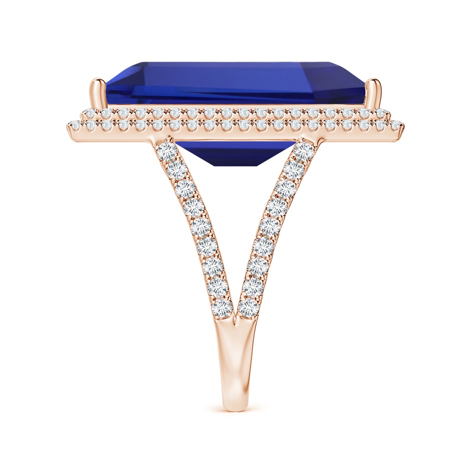 21.98x12.28x8.56mm AAAA GIA Certified Rectangular Tanzanite Double Halo Split Shank Ring in Rose Gold side 399