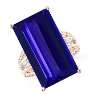 21.98x12.28x8.56mm AAAA GIA Certified Rectangular Tanzanite Split Shank Ring with Diamonds in Rose Gold