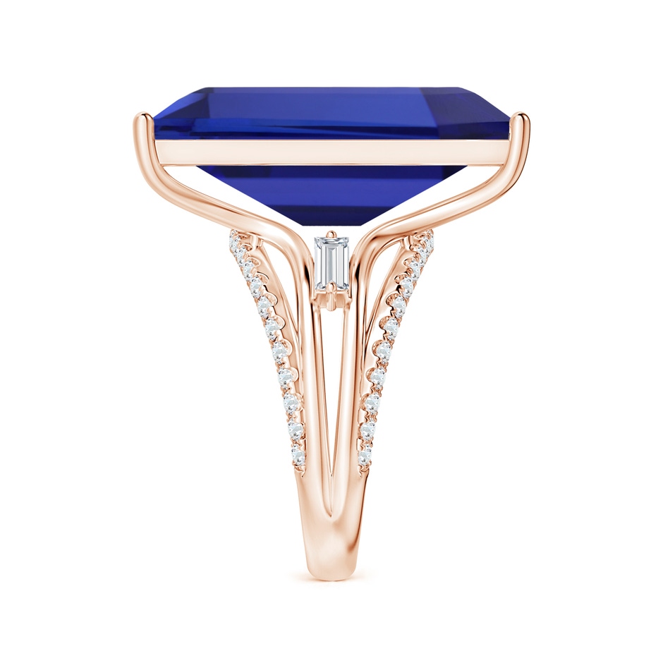21.98x12.28x8.56mm AAAA GIA Certified Rectangular Tanzanite Split Shank Ring with Diamonds in Rose Gold side 399