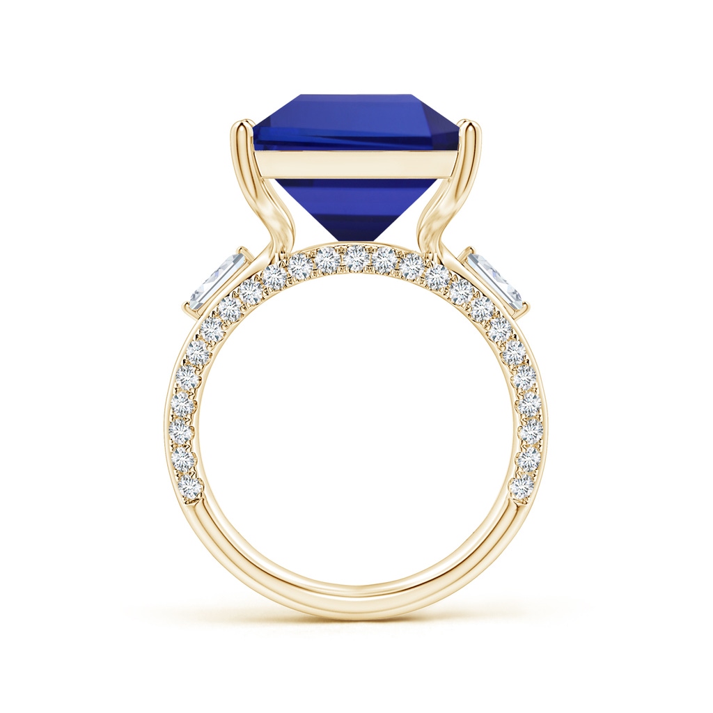 21.98x12.28x8.56mm AAAA GIA Certified Rectangular Tanzanite Split Shank Ring with Diamonds in Yellow Gold - side 199