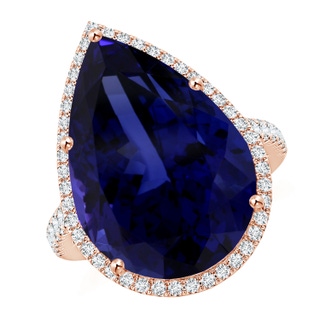 20.11x13.06x10.6mm AAAA GIA Certified Pear-Shaped Tanzanite Halo Ring in 18K Rose Gold
