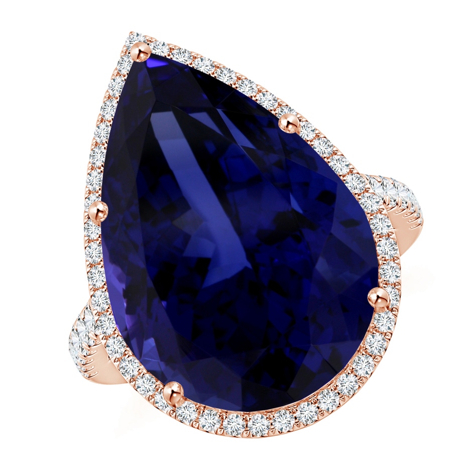 20.11x13.06x10.6mm AAAA GIA Certified Pear-Shaped Tanzanite Halo Ring in 18K Rose Gold 