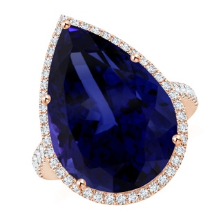 20.11x13.06x10.6mm AAAA GIA Certified Pear-Shaped Tanzanite Halo Ring in 9K Rose Gold