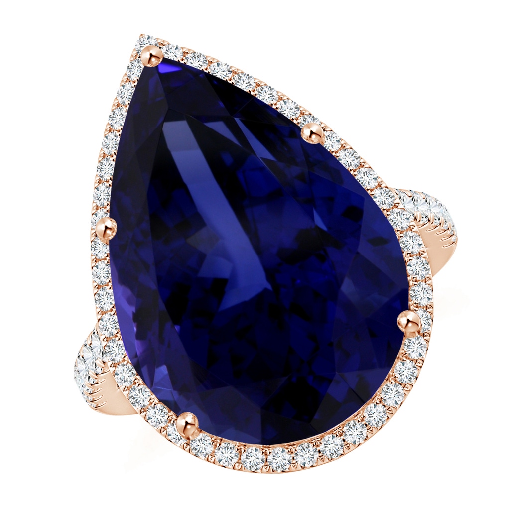 20.11x13.06x10.6mm AAAA GIA Certified Pear-Shaped Tanzanite Halo Ring in Rose Gold