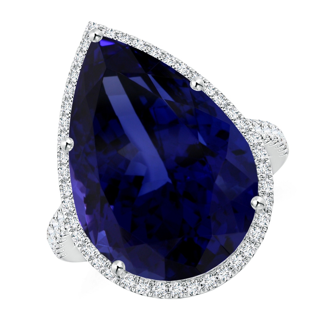 20.11x13.06x10.6mm AAAA GIA Certified Pear-Shaped Tanzanite Halo Ring in White Gold
