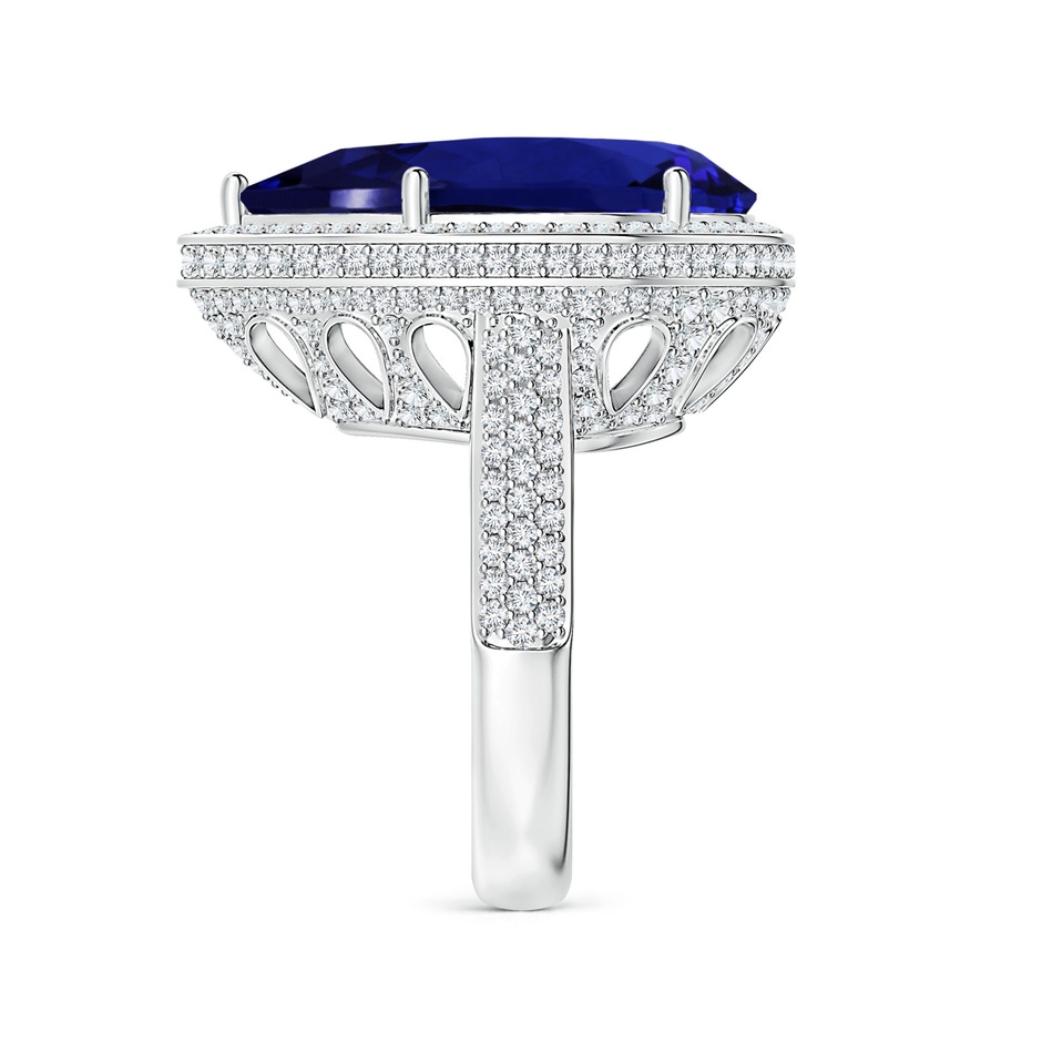 20.11x13.06x10.6mm AAAA GIA Certified Pear-Shaped Tanzanite Floral Basket Halo Ring in P950 Platinum side 399