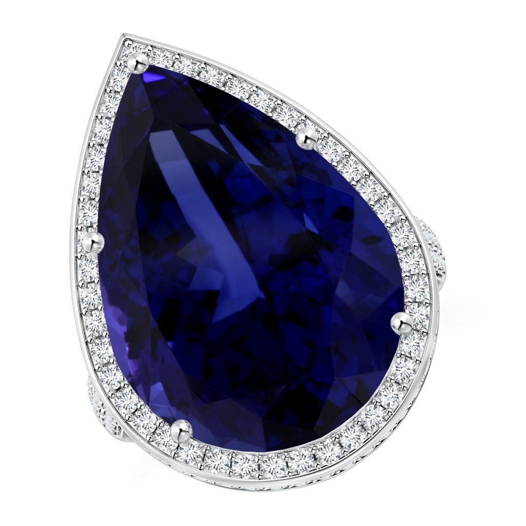 20.11x13.06x10.6mm AAAA GIA Certified Pear-Shaped Tanzanite Floral Basket Halo Ring in White Gold