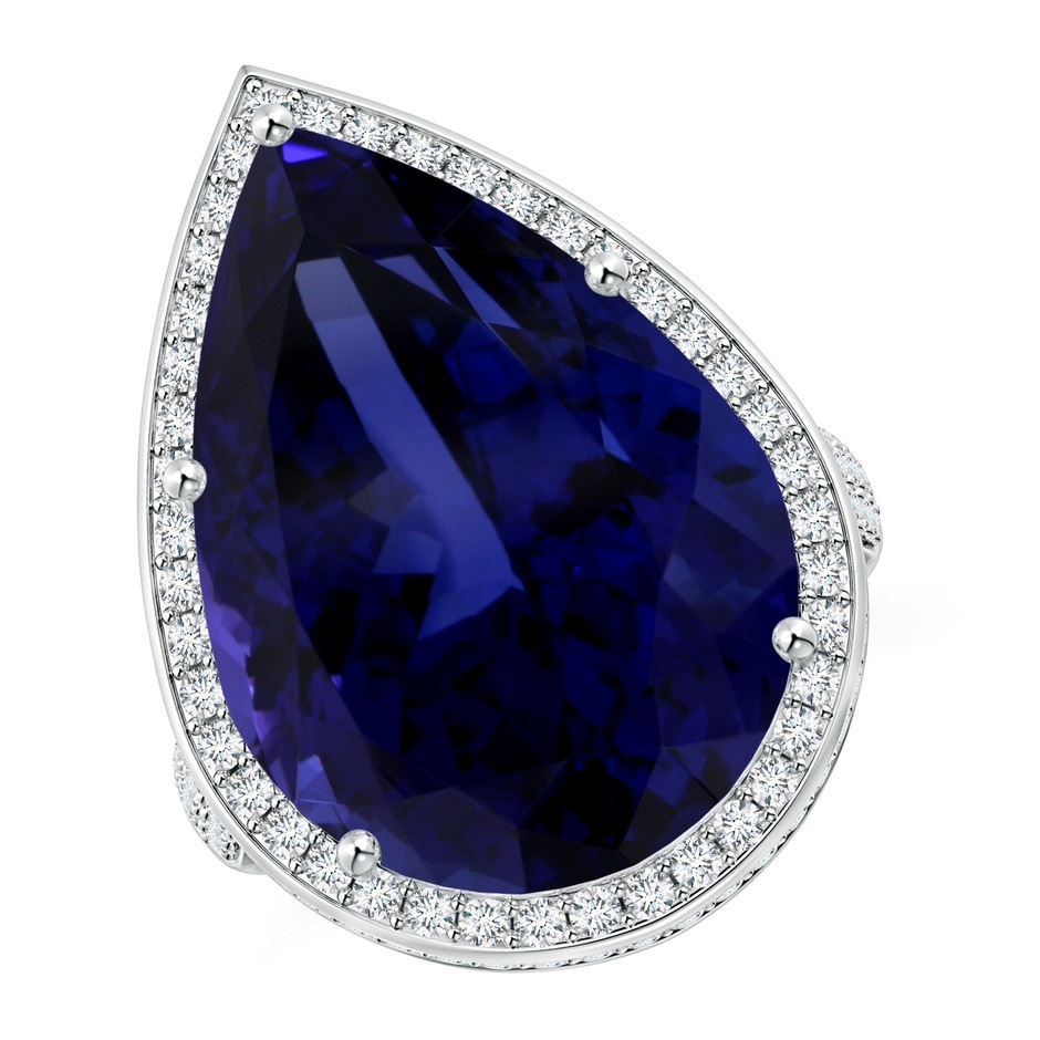 20.11x13.06x10.6mm AAAA GIA Certified Pear-Shaped Tanzanite Floral Basket Halo Ring in White Gold 