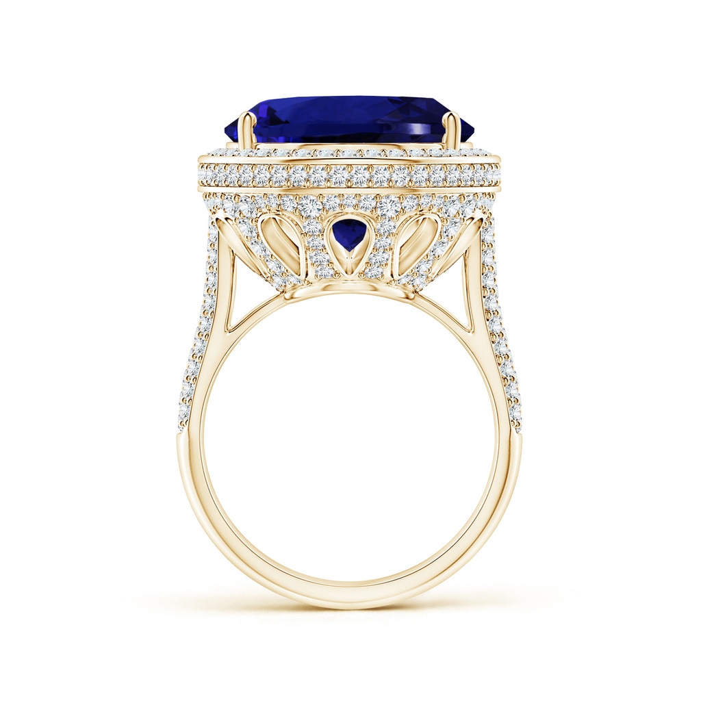 20.11x13.06x10.6mm AAAA GIA Certified Pear-Shaped Tanzanite Floral Basket Halo Ring in Yellow Gold - side 199