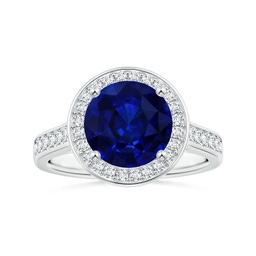 Round Blue Sapphire Halo Rings