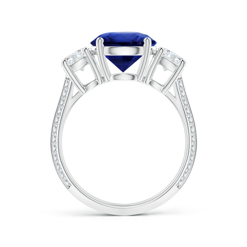 8.94-9.04x5.16mm AAAA GIA Certified Blue Sapphire Knife Edge Three Stone Ring with Diamonds in 18K White Gold - side 199