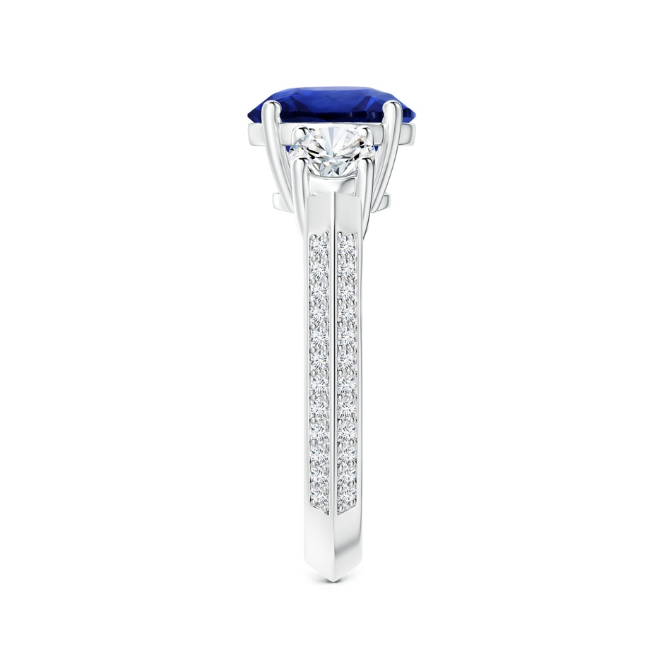 8.94-9.04x5.16mm AAAA GIA Certified Blue Sapphire Knife Edge Three Stone Ring with Diamonds in P950 Platinum side 399
