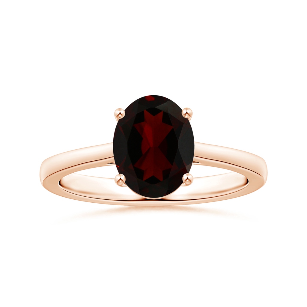 10.14x7.08x4.49mm AAAA Prong-Set GIA Certified Solitaire Oval Garnet Reverse Tapered Shank Ring in 9K Rose Gold 