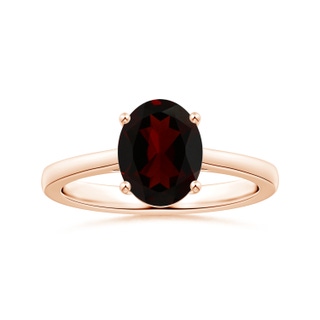 10.14x7.08x4.49mm AAAA Prong-Set GIA Certified Solitaire Oval Garnet Reverse Tapered Shank Ring in 9K Rose Gold
