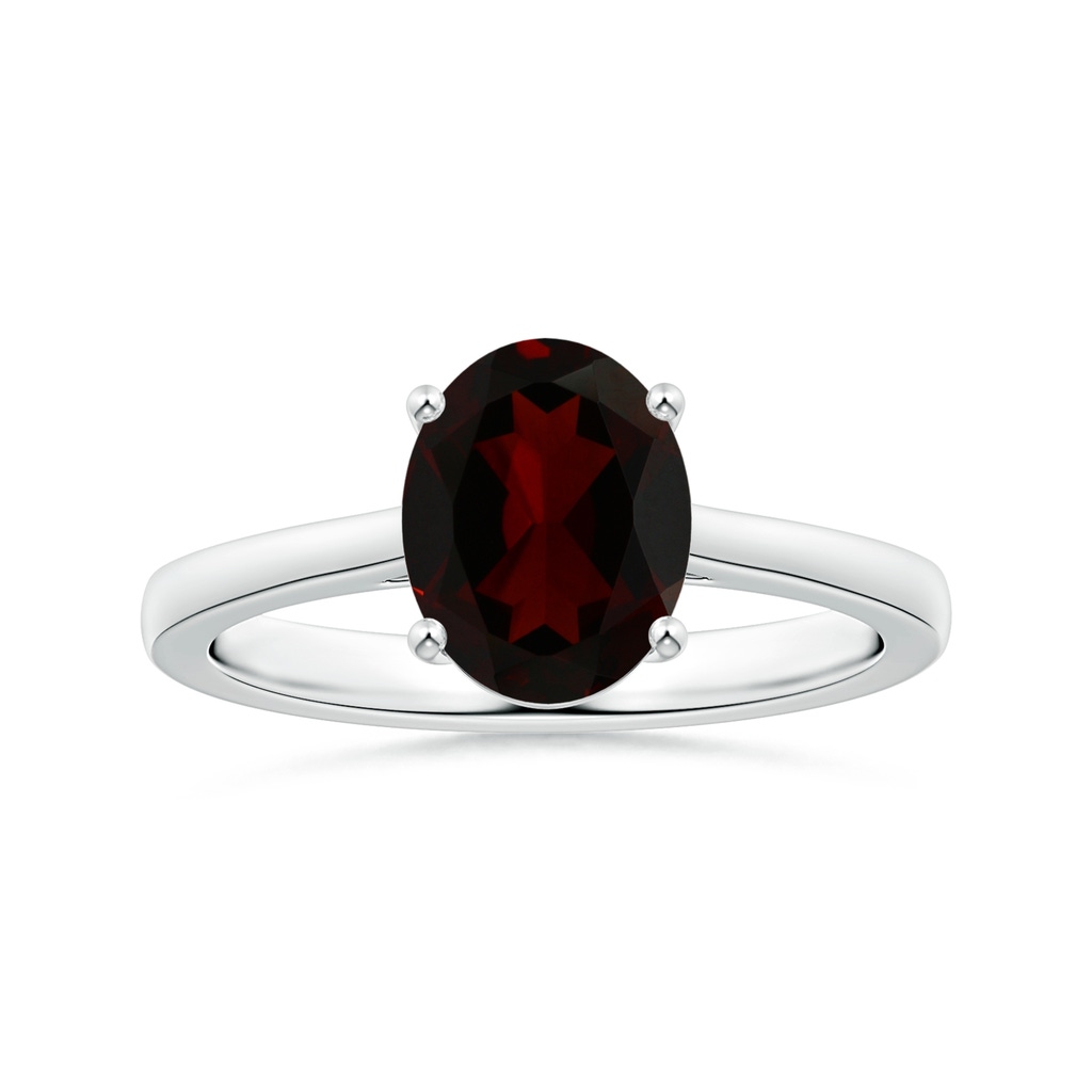 10.14x7.08x4.49mm AAAA Prong-Set GIA Certified Solitaire Oval Garnet Reverse Tapered Shank Ring in White Gold
