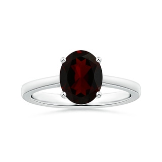 10.14x7.08x4.49mm AAAA Prong-Set GIA Certified Solitaire Oval Garnet Reverse Tapered Shank Ring in White Gold