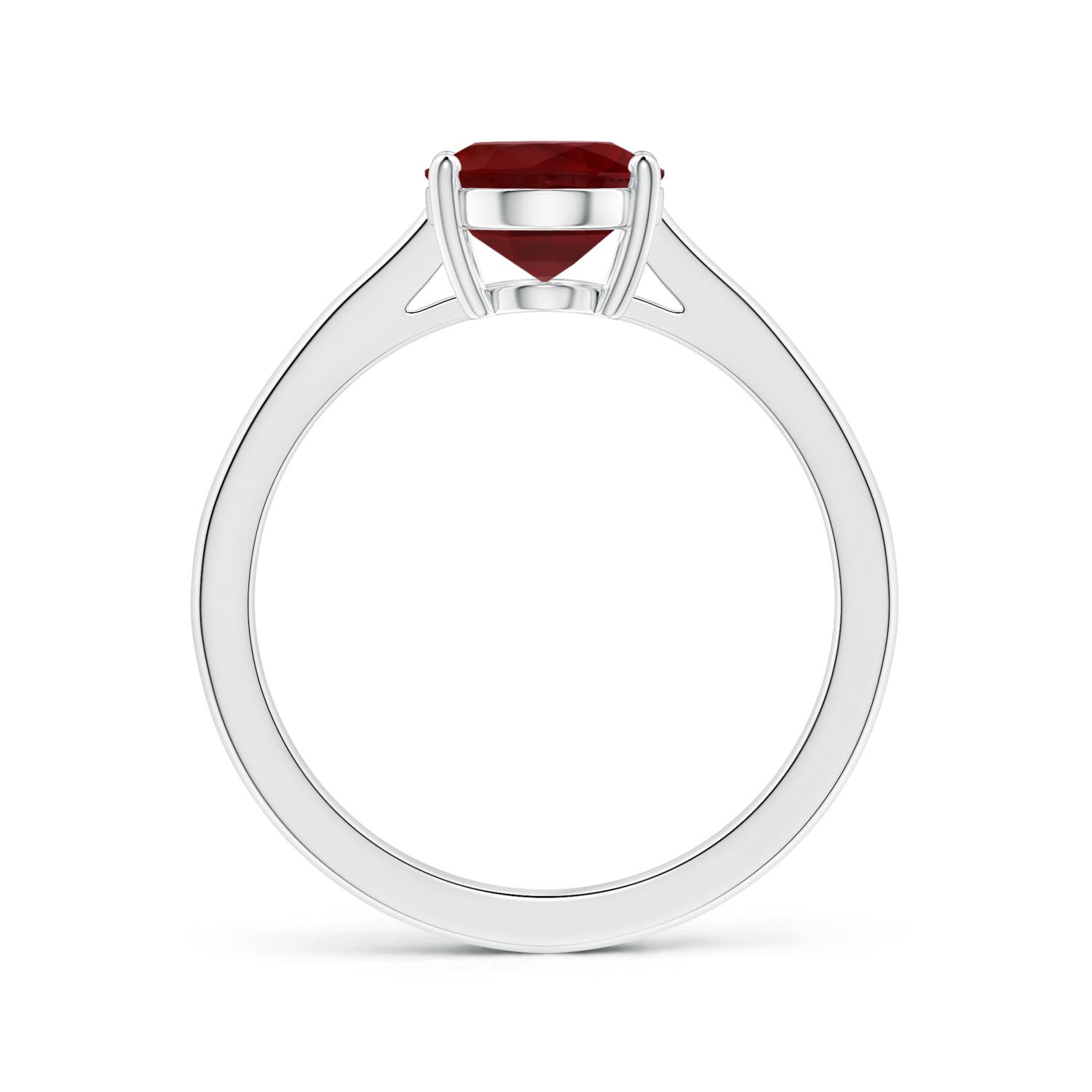9.55x6.77x4.98mm AAA Prong-Set GIA Certified Solitaire Oval Ruby Ring with Reverse Tapered Shank in 18K White Gold - side 2