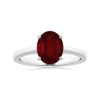 9.55x6.77x4.98mm AAA Prong-Set GIA Certified Solitaire Oval Ruby Ring with Reverse Tapered Shank in P950 Platinum