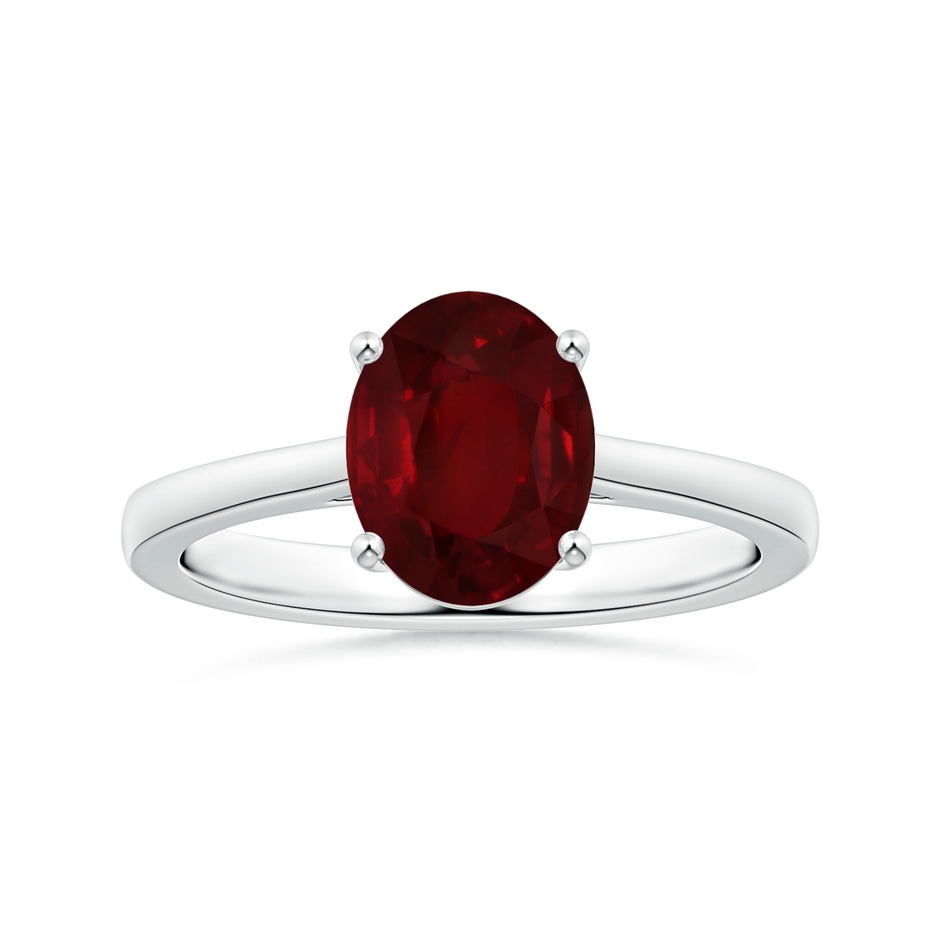 9.55x6.77x4.98mm AAA Prong-Set GIA Certified Solitaire Oval Ruby Ring with Reverse Tapered Shank in White Gold 