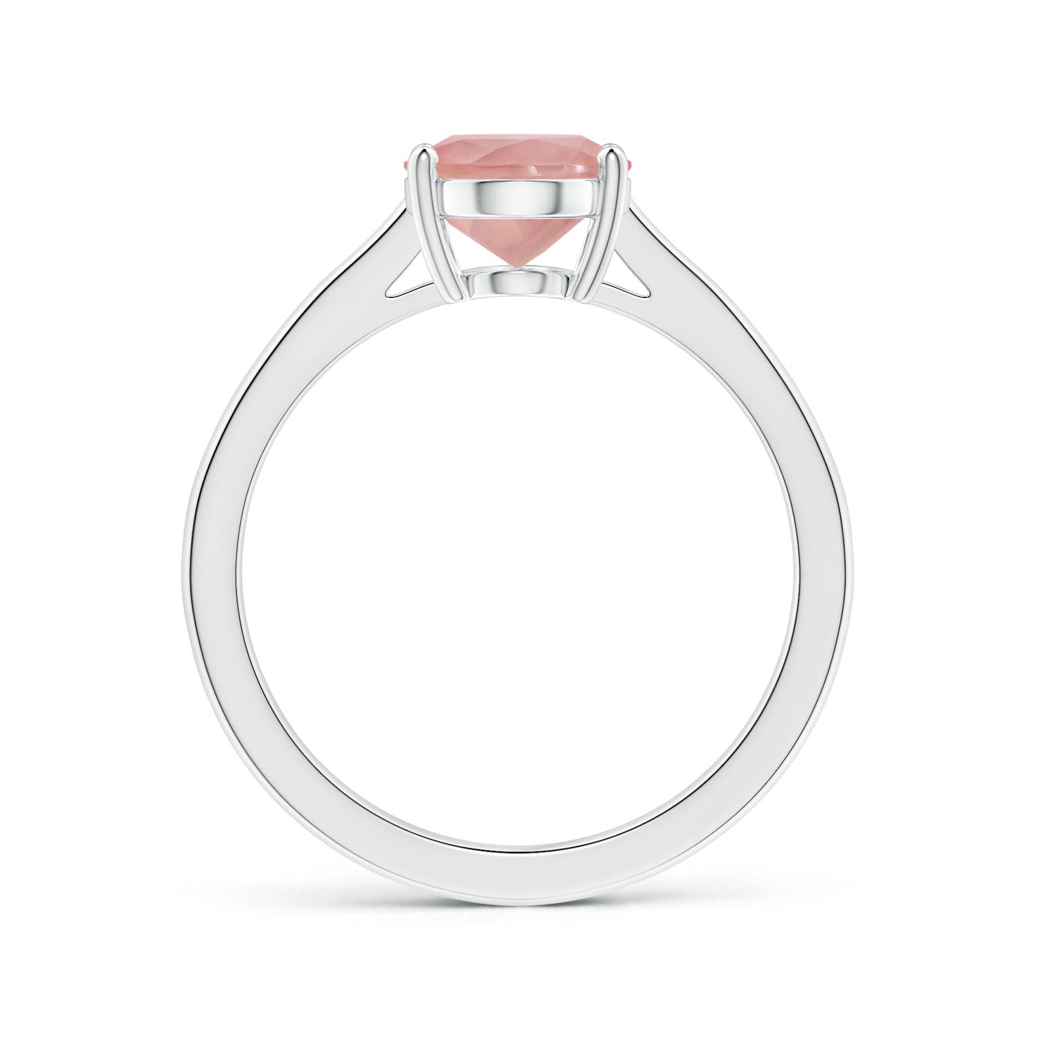10.12x8.07x5.48mm AAAA Prong-Set GIA Certified Solitaire Oval Rose Quartz Reverse Tapered Shank Ring in White Gold - side 2