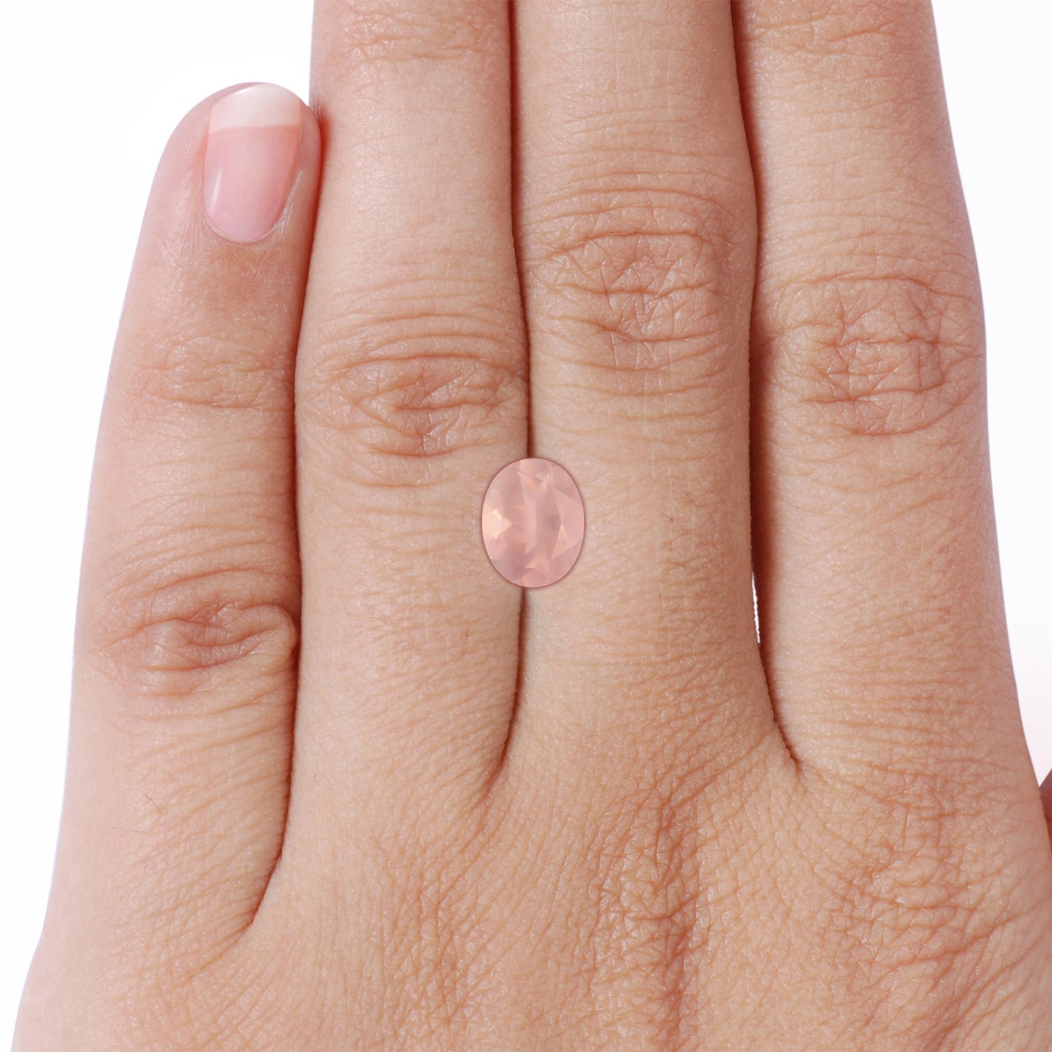 10.12x8.07x5.48mm AAAA Prong-Set GIA Certified Solitaire Oval Rose Quartz Reverse Tapered Shank Ring in White Gold - body_stone
