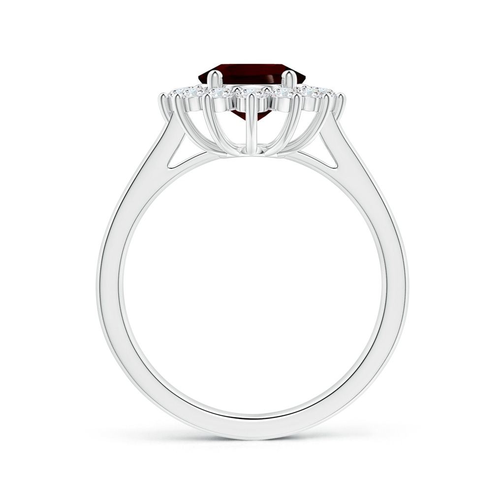 10.14x7.08x4.49mm AAAA Princess Diana Inspired GIA Certified Oval Garnet Reverse Tapered Ring with Halo in White Gold Side 199