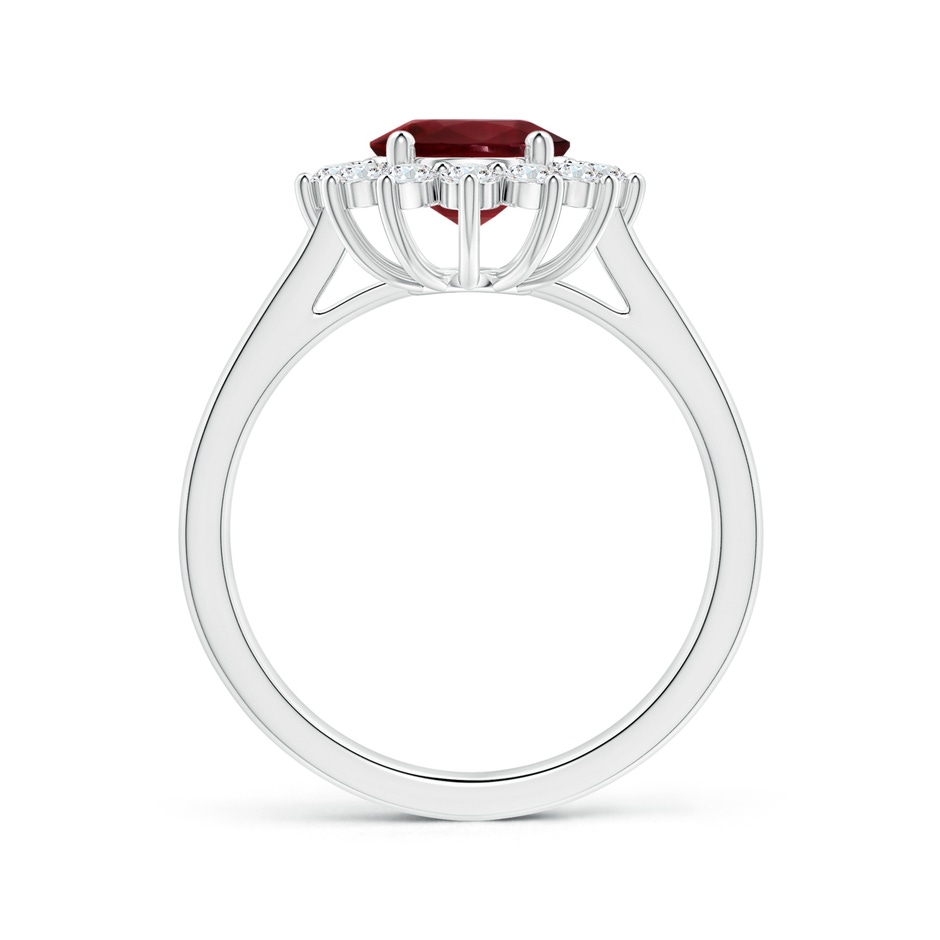 10.27x7.97x4.02mm AAA Princess Diana Inspired GIA Certified Oval Ruby Halo Reverse Tapered Shank Ring in 18K White Gold side-1