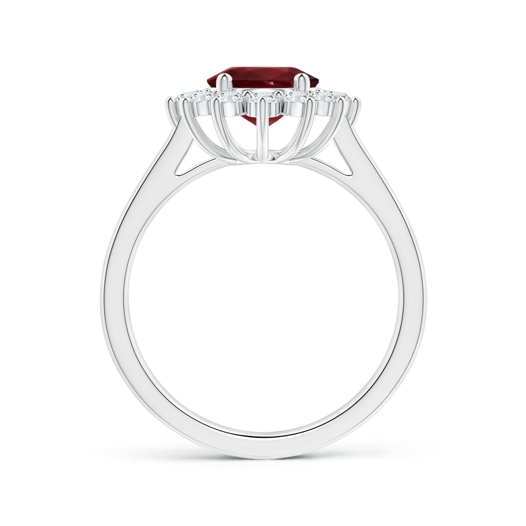 10.27x7.97x4.02mm AAA Princess Diana Inspired GIA Certified Oval Ruby Halo Reverse Tapered Shank Ring in White Gold Side-1