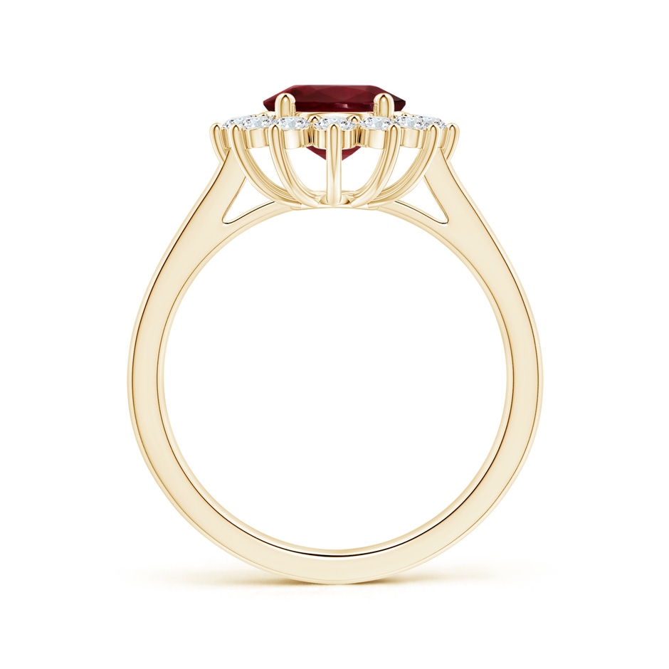 10.27x7.97x4.02mm AAA Princess Diana Inspired GIA Certified Oval Ruby Halo Reverse Tapered Shank Ring in Yellow Gold side-1