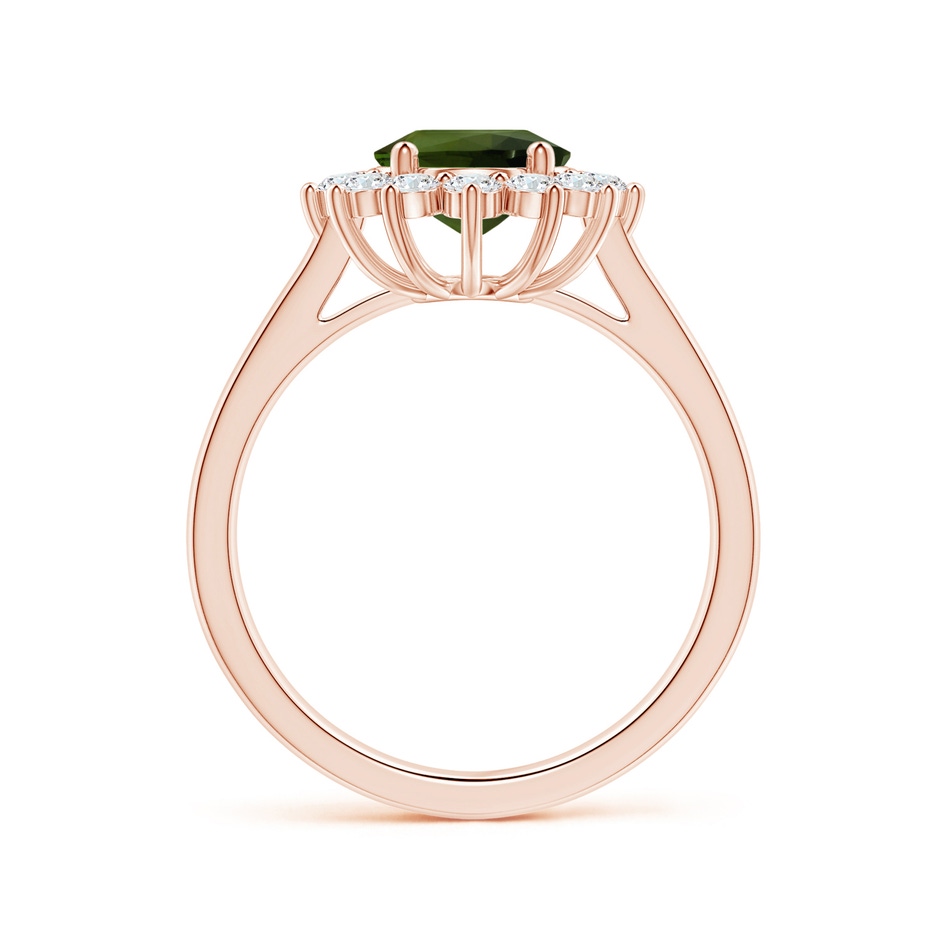 9.78x7.73x4.46mm AAA GIA Certified Princess Diana Inspired Oval Tourmaline Reverse Tapered Shank Ring with Halo in 18K Rose Gold side 199