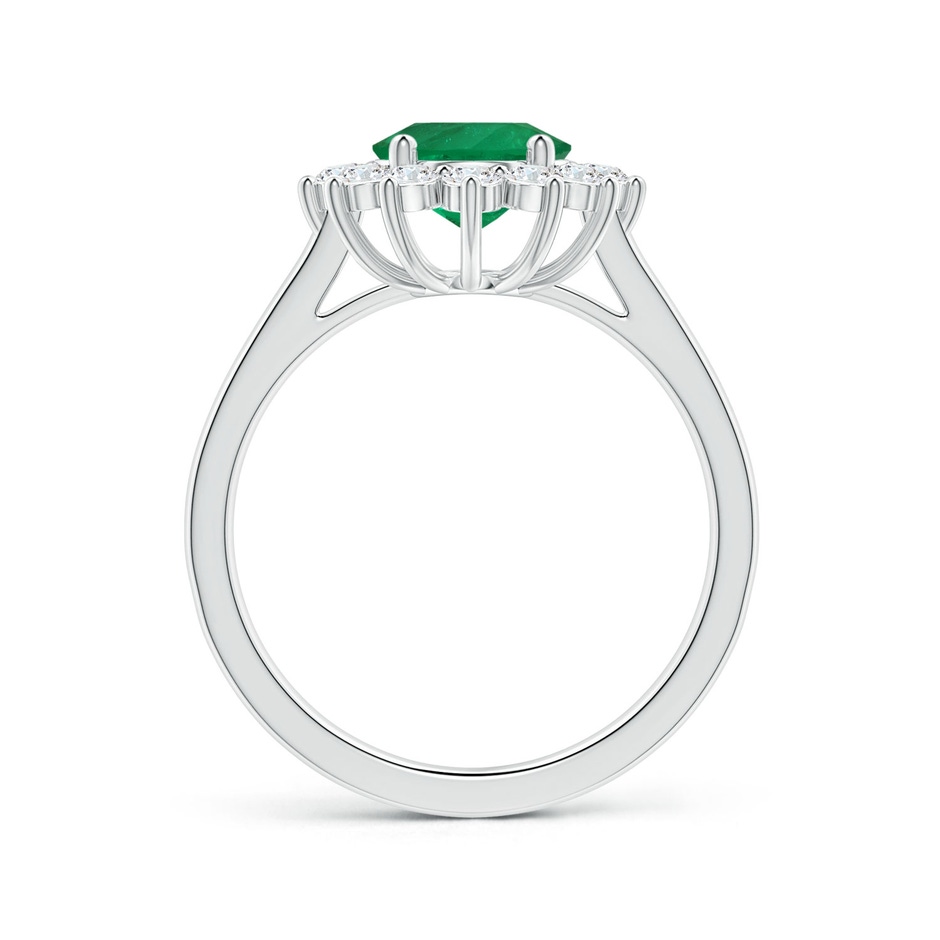 9x7.5mm AAA GIA Certified Princess Diana Inspired Oval Columbian Emerald Halo Ring in 18K White Gold side-1