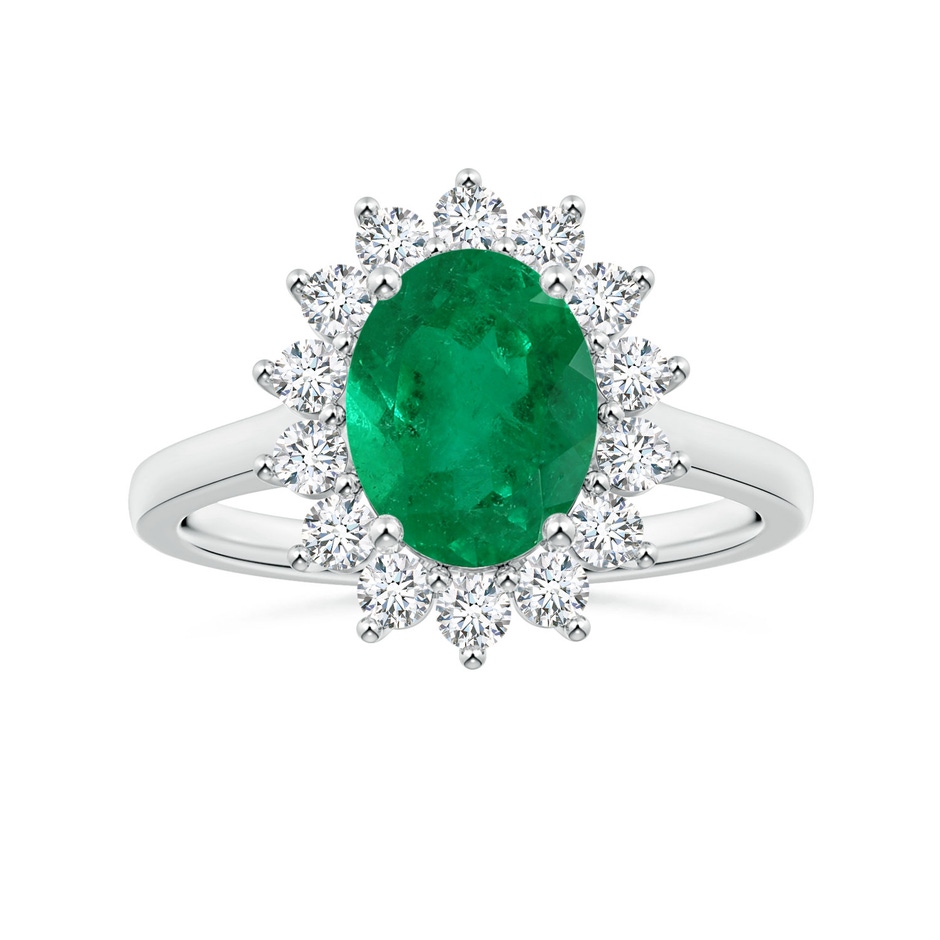 9x7.5mm AAA GIA Certified Princess Diana Inspired Oval Columbian Emerald Halo Ring in P950 Platinum 