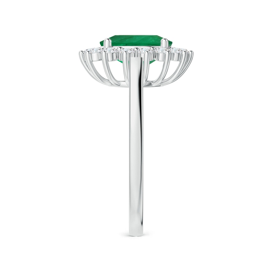 9x7.5mm AAA GIA Certified Princess Diana Inspired Oval Columbian Emerald Halo Ring in P950 Platinum side-2