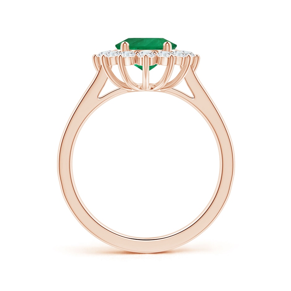 9x7.5mm AAA GIA Certified Princess Diana Inspired Oval Columbian Emerald Halo Ring in Rose Gold side-1