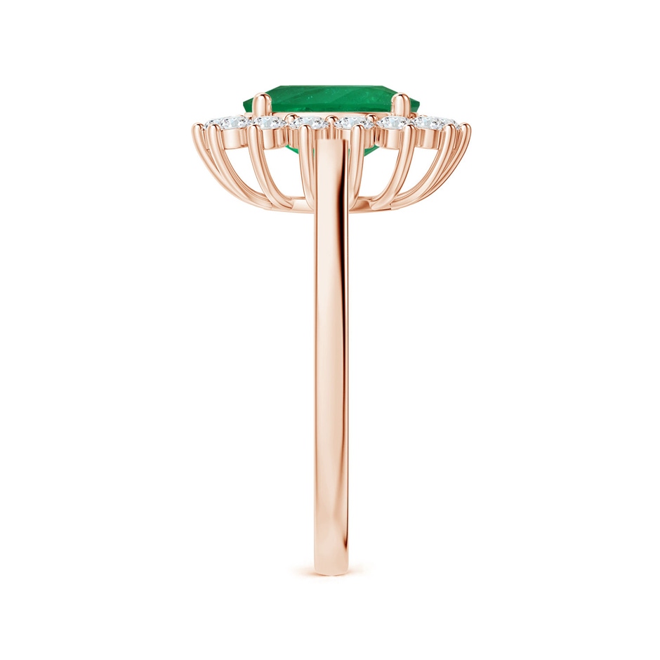 9x7.5mm AAA GIA Certified Princess Diana Inspired Oval Columbian Emerald Halo Ring in Rose Gold side-2