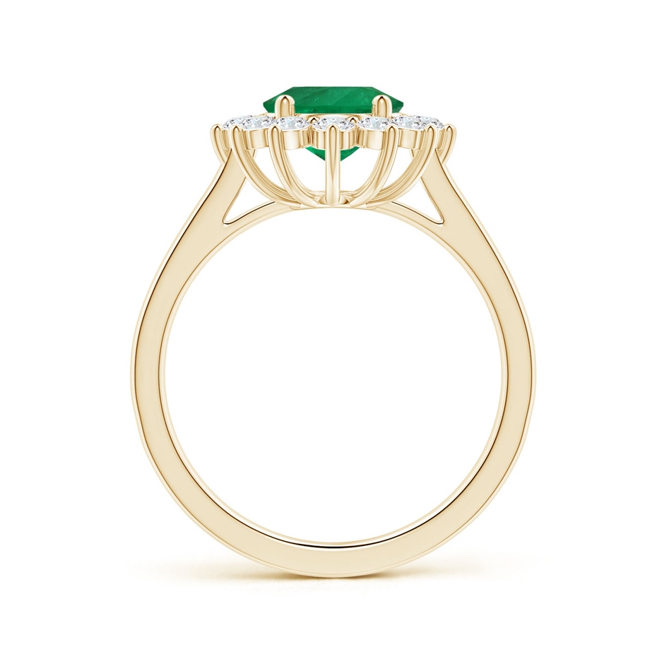 9x7.5mm AAA GIA Certified Princess Diana Inspired Oval Columbian Emerald Halo Ring in Yellow Gold side-1