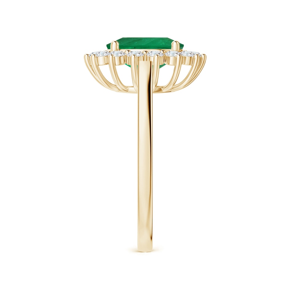 9x7.5mm AAA GIA Certified Princess Diana Inspired Oval Columbian Emerald Halo Ring in Yellow Gold side-2