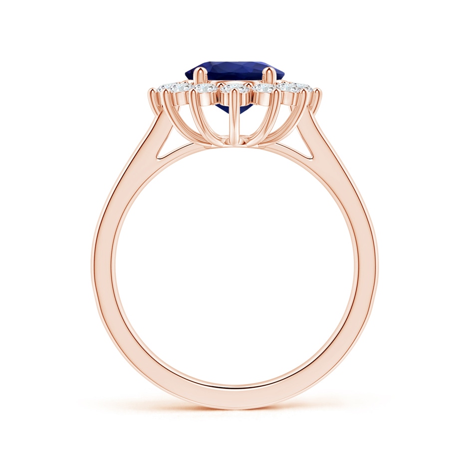 9.62x7.60x4.51mm AAA GIA Certified Princess Diana Inspired Oval Blue Sapphire Ring with Diamond Halo in 18K Rose Gold side 199