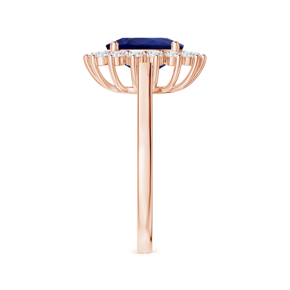 9.62x7.60x4.51mm AAA GIA Certified Princess Diana Inspired Oval Blue Sapphire Ring with Diamond Halo in 18K Rose Gold side 399