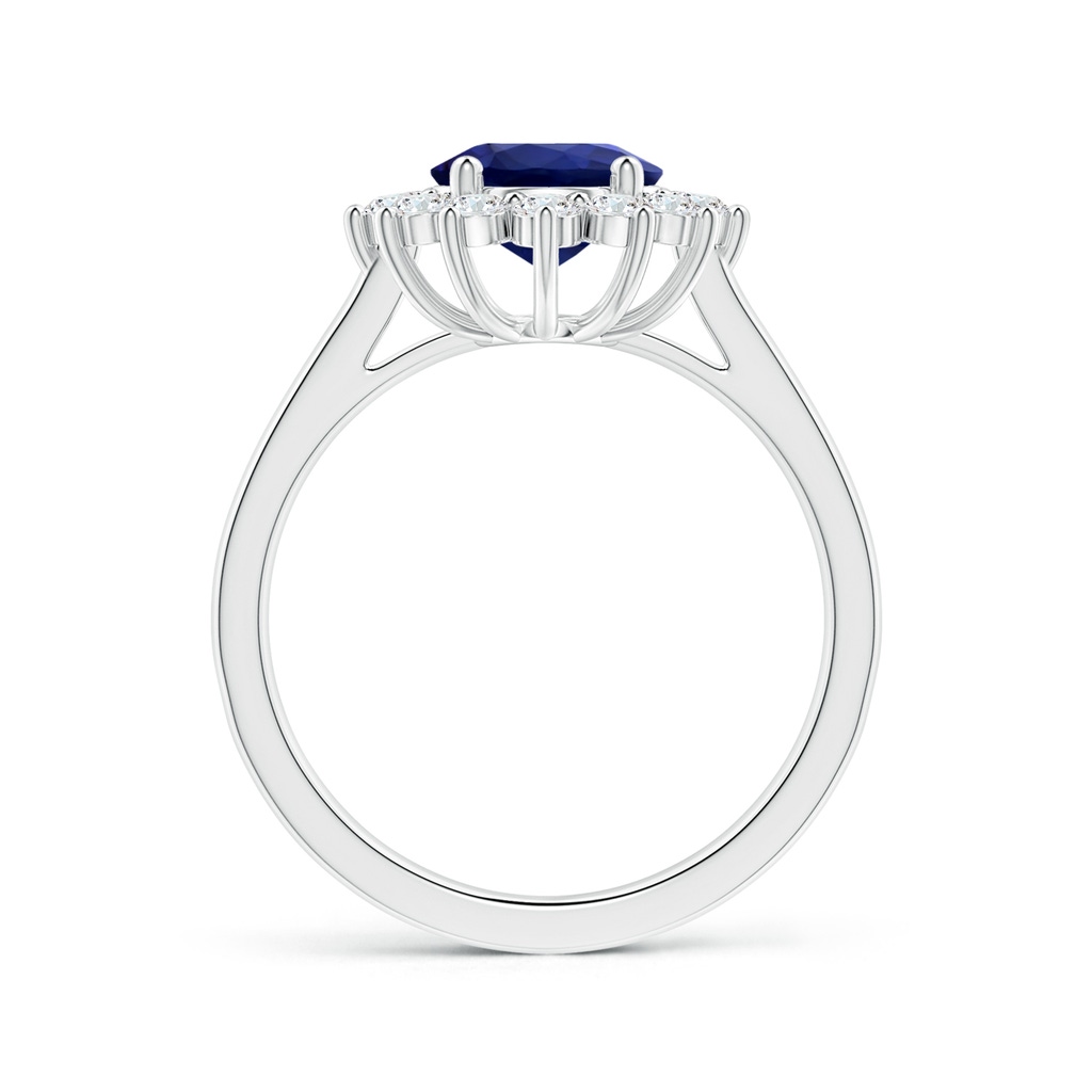 9.62x7.60x4.51mm AAA GIA Certified Princess Diana Inspired Oval Blue Sapphire Ring with Diamond Halo in P950 Platinum - side 199