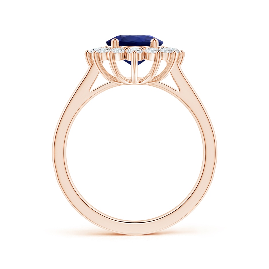 9.62x7.60x4.51mm AAA GIA Certified Princess Diana Inspired Oval Blue Sapphire Ring with Diamond Halo in Rose Gold side 199