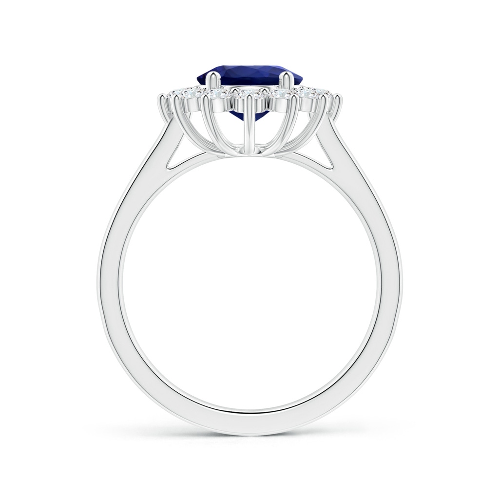 9.62x7.60x4.51mm AAA GIA Certified Princess Diana Inspired Oval Blue Sapphire Ring with Diamond Halo in White Gold Side 199