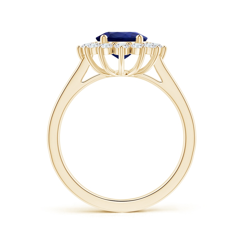 9.62x7.60x4.51mm AAA GIA Certified Princess Diana Inspired Oval Blue Sapphire Ring with Diamond Halo in Yellow Gold side 199