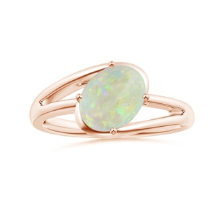 10.35x8.14x3.03mm AAAA GIA Certified Solitaire Tilted Oval Opal Split Bypass Shank Ring in 10K Rose Gold